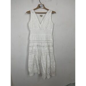 Magic Womens Dress Large White Fairy Crochet Country Cottage Tiered Coastal‎